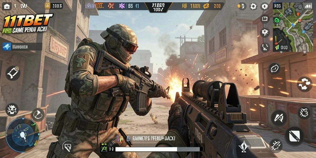 Screenshot gameplay 11TBET menampilkan aksi seru dalam pertarungan FPS.