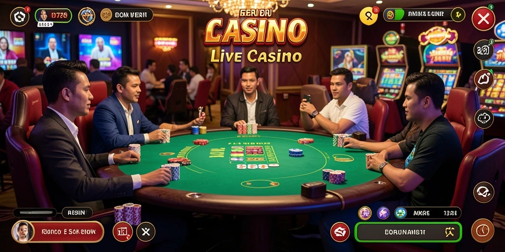 Tampilan screenshot gameplay Live Casino yang mendebarkan.