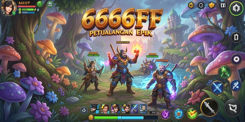 Tangkapan layar gameplay 666FF menunjukkan petualangan mendebarkan di dunia fantasi.