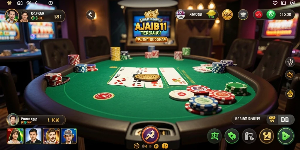 Tampilan aksi seru dalam permainan poker AJAIB11.
