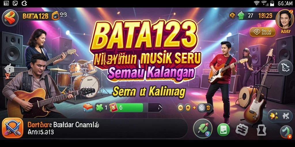 Tampilan gameplay BATA123 dengan not-not musik yang berwarna-warni.