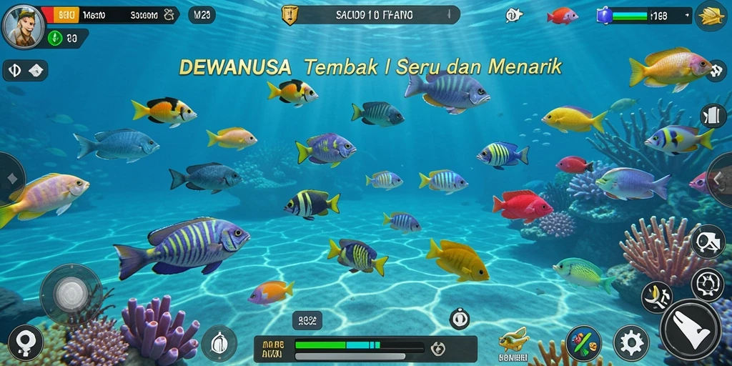 Gameplay seru menembak ikan di DEWANUSA.