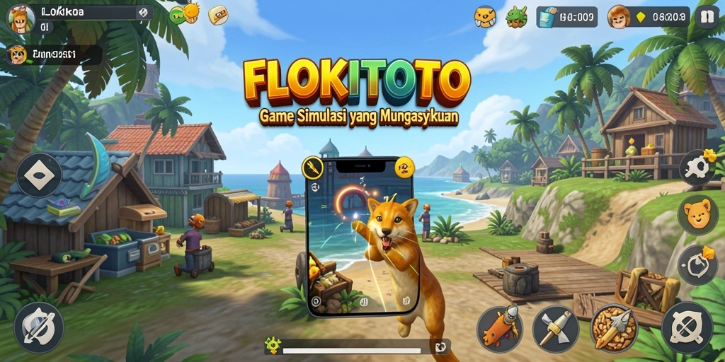 Screenshot dari gameplay FLOKITOTO yang menampilkan interaksi yang mendetail.