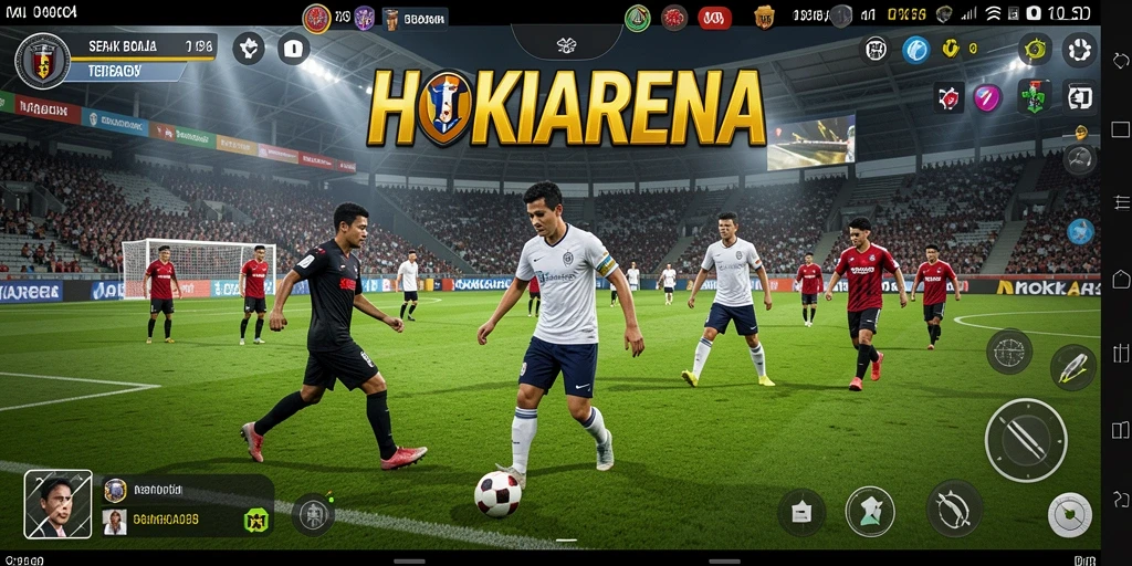 Tangkapan layar HOKIARENA menampilkan aksi sepak bola yang seru dan mendebarkan.