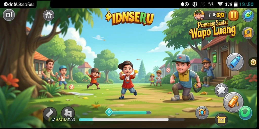 Tampilan gameplay IDNSERU yang ceria dan menghibur.