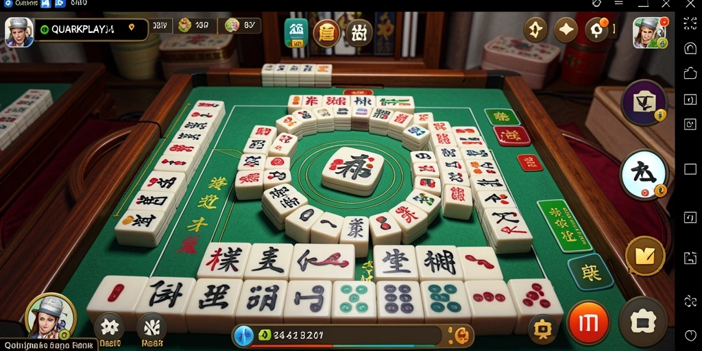 Tampilan gameplay menarik dari QUARKPLAY dalam permainan Mahjong.