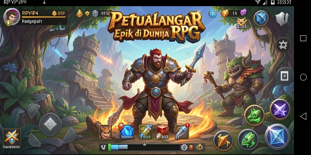 Screenshot gameplay RPVIP4 yang menampilkan aksi petualangan RPG.