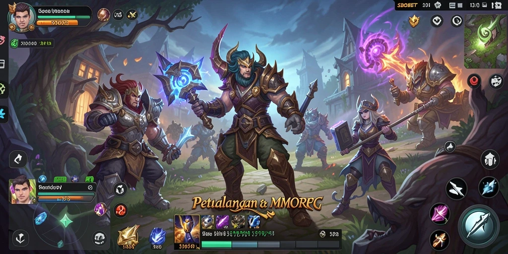 Screenshot menunjukkan karakter bertarung dalam pertempuran epik di dunia MMORPG.