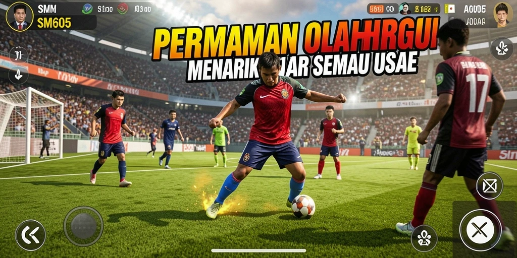 Tangkapan layar gameplay SM605 menampilkan aksi olahraga yang dinamis.