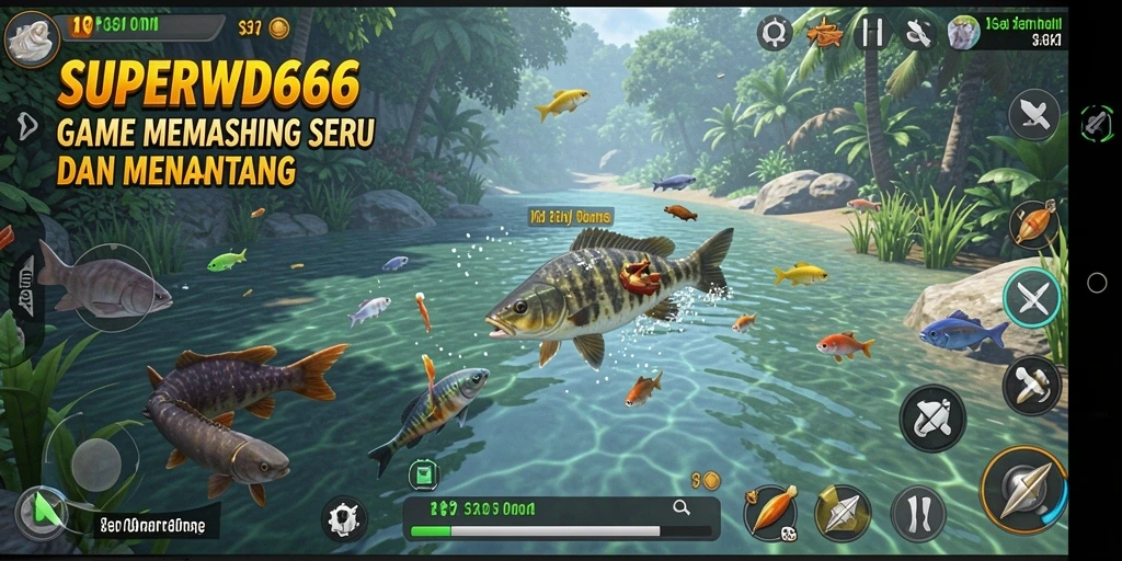 Gameplay SUPERWD666 dengan pemandangan memancing yang indah.