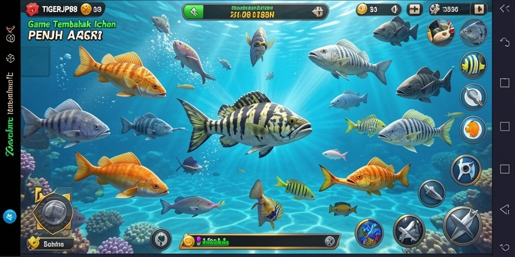 Tampilan gameplay seru TIGERJP88 saat menembak ikan.